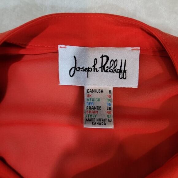 Joseph RIbkoff‎ Vibrant Deep Orange Chiffon Blouse with Pleated Dolman Sleeves - Picture 5 of 8